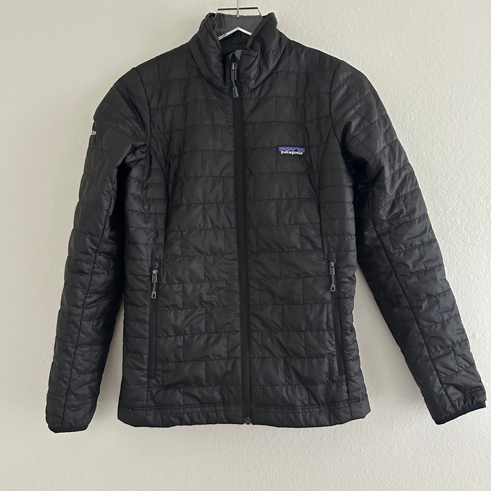 Patagonia Nano Puff Jacket Womens XS Black Quilted Insulated Full Zip Puffer